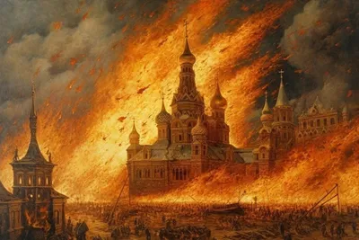 Кремль в огне: художник показал, как нейросеть видит пылающий центр Москвы  (фото)