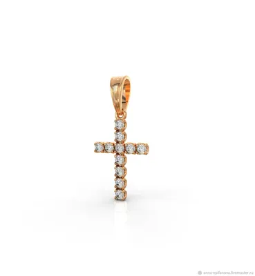 Женский золотой крестик с белым распятием и бриллиантом