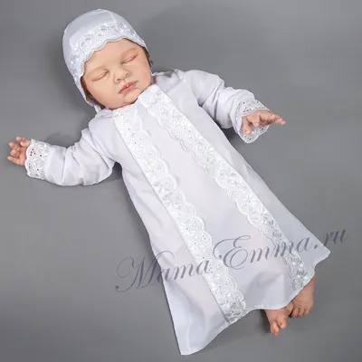 Alivia Kids Крестильная рубашка Ажурный хлопок 18.002.10 купить в Москве,  СПб, Новосибирске по низкой цене