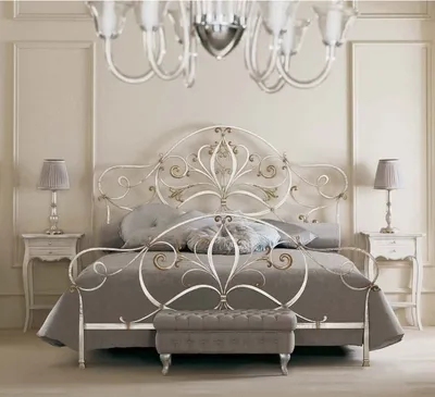 Кованая кровать белая красива под заказ №26