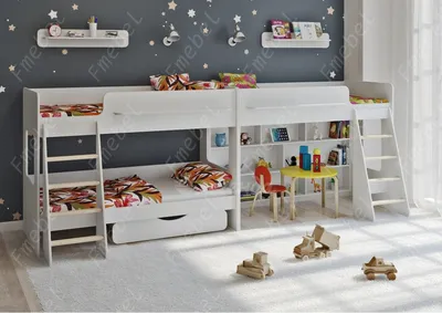 Кровать для двоих детей из массива «Вуди-14» (\"Лотос-24\"): продажа, цена в  Минске. Детские и подростковые кровати от \"Киндервуд Магазин детской и  подростковой мебели из массива\" - 196928029