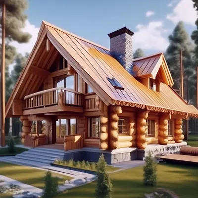 Деревянный сруб русский дом 🏠острая…» — создано в Шедевруме