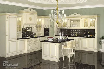 Прямая кухня \"Патина арт.1\" с золотом мдф по цене от 18 800 руб. от  производителя «Аврора Кухни»