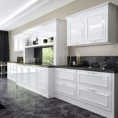 Белая угловая кухня из МДФ в стиле Хай-тек Альва — выполненные проекты  компании «Кухни от природы»