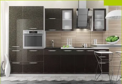Кухня Белый глянец - черный металлик от компании MaxiКухни: фото, цена,  характеристики