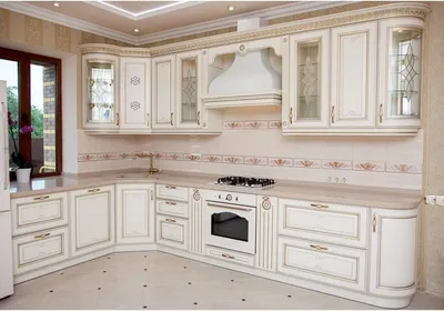 Угловая белая классическая кухня - Артикул: 0271, по цене 15000 руб.