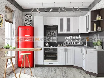 Угловая белая кухня скандинавский стиль - Артикул: 0190, по цене 2687 руб.