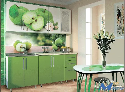 Купить недорого фартук для кухни из МДФ Зеленые яблоки в компании Cozy House