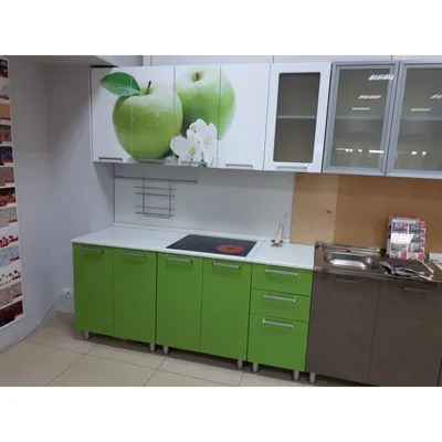 Кухня Рио-1 2.0м яблоко / олива купить в Москве по цене 18 990 ₽ в магазине  мебели НОНТОН.РФ