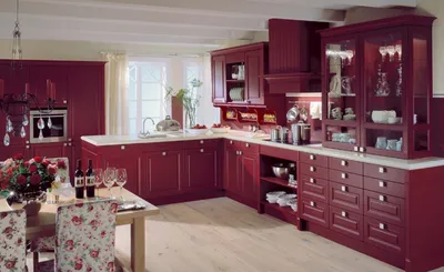 Как получить бордовый цвет: принцип смешивания красок и варианты получения  оттенков бордо | Дизайн кухни в стиле кантри, Украшение кухни, Кухни в  стиле кантри