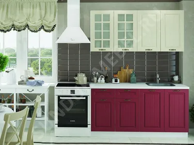 Кухня модульная Мария - цвет Бордо-Крем недорого в Москве Санкт-Петербурге  и Краснодаре на заказ