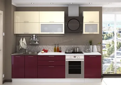 кухня цвета бордо и шпонированным мдф (4) | Современные кухни на заказ