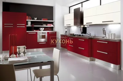 Угловая кухня №53 в стиле модерн. Крашеный фасад бордо