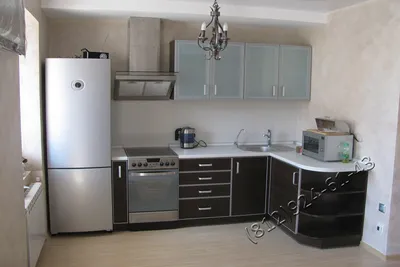 маленькая угловая кухня венге с навесными шкафчиками - Рид Мастер