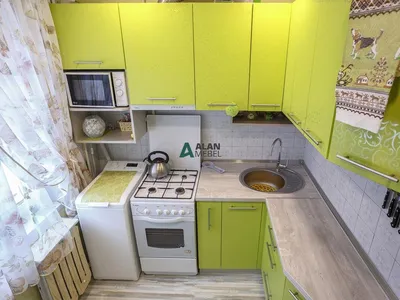 Маленькая угловая кухня серо-белого цвета пленка МДФ глянец | АК-Мебель
