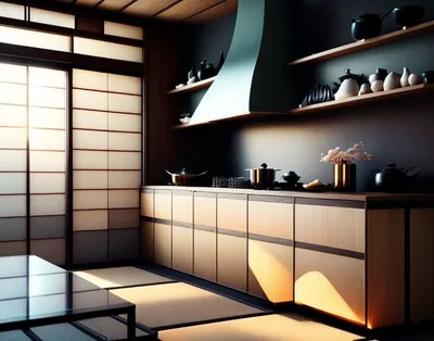 Угловая кухня в японском стиле – заказать на Ярмарке Мастеров – QLKRIBY |  Кухонная мебель, Голицыно