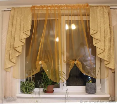 Штора для кухни Параскева Гармония (270х180-2 шт, подхват-2 шт) 180х270см,  светло-коричневый, светло-бежевый, Вуаль, Полиэстер купить по низкой цене с  доставкой в интернет-магазине OZON (622531760)
