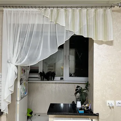 Готовая Короткая Тюль. Короткая Тюль. Тюль до Подоконника. Тюль на Кухню. Кухонная  Тюль. Занавеска на Кухню. — Купить на BIGL.UA ᐉ Удобная Доставка  (1440858008)