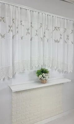 Короткая зеленая кухонная тюль. Занавеска на кухню. Шторы в кухню: 690 грн.  - Декор окон Чернигов на Olx
