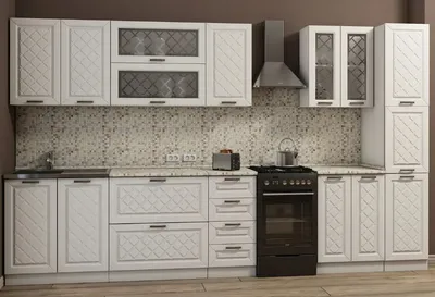 Кухня кухонный гарнитур Кассия МДФ (Мрамор Лацио) 3,2 м белый | ТЦ «Большой  мебельный базар»