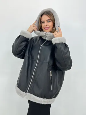 КК 115 Зимняя куртка с меховой отделкой (черный) для полных женщин