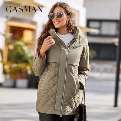 Купить GASMAN, новая женская куртка, весна 2022, высококачественное женское  пальто средней длины, с капюшоном, ветрозащитная повседневная парка, 8226 |  Joom