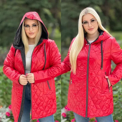 Красная стеганая куртка женская весна большие размеры KD004-7 в  интернет-магазине Е-Леди
