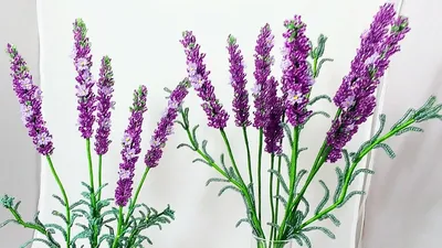 Лаванда из бисера Часть 1 МК от Koshka2015 - цветы из бисера,  бисероплетение, МК Соцветия lavender - YouTube