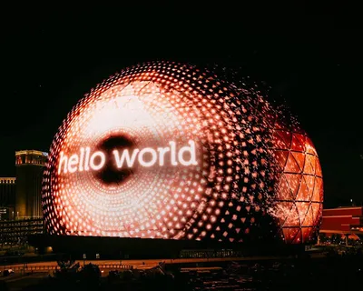 gigantic LED sphere illuminates las vegas skyline for the first time