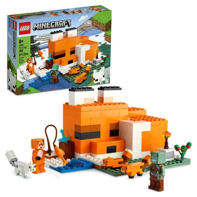 LEGO Minecraft The Fox Lodge House 21178 Animal Toys with Drowned Zombie  Figure, Birthday Gift for Grandchildren, Kids, Boys and Girls Ages 8 and Up  - Walmart.com