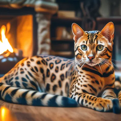Фото леопарда-кошки на заднем плане