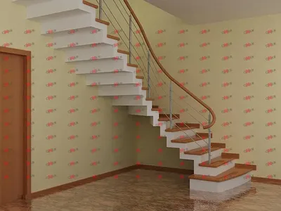 Работы по отделке лестницы из бетона дер. Веретёнки специалистами  столярного производства Lestnica-vip