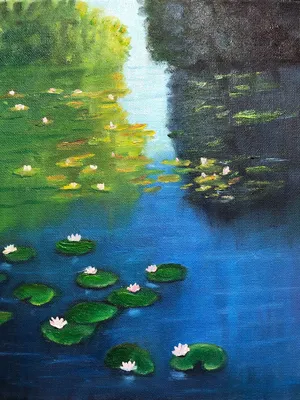 Картина на холсте \"Белая водяная лилия на пруду\"