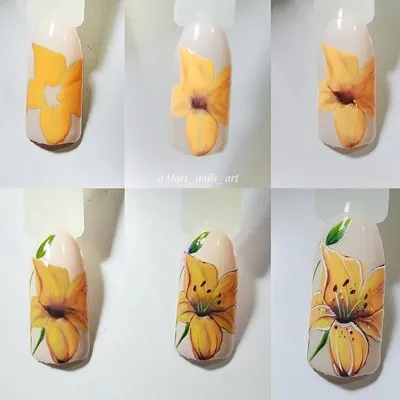 mari_nails_art - Ставим❤ и сохраняем⠀ МК \"Лилия\"⠀ 1. Рисуем подмалевок⠀ 2.  Добавляем тень в центре цветка … | Нейл-арт цветы, Нейл-арт видео, Дизайн  гелевых ногтей