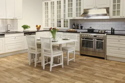 Дизайн кухонных полов: использование различных материалов, таких как  дерево, плитка и линолеум, для создания эстетически привлекательной и  функциональной поверхности.