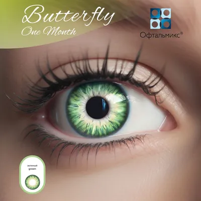 Цветные контактные линзы Офтальмикс Butterfly Color One Month (2 линзы)  -0.00 R 8.6 Green (Зеленый) - купить с доставкой по выгодным ценам в  интернет-магазине OZON (229890211)