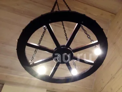 Люстра колесо от телеги на 10 ламп в стиле рустик (ID#55507659), цена: 1100  руб., купить на Deal.by