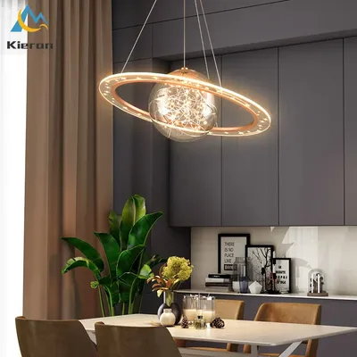 Modern Simple Saturn LED Chandelier Bedroom Study Restaurant Hotel Pendant  Lights Living Room Decoration Stars Sky Pendant Lamps