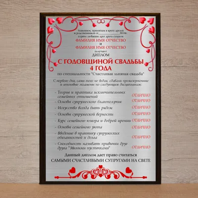 Медаль свадебная с лебедями \"Льняная свадьба 4 года\" купить за 125 рублей -  Podarki-Market