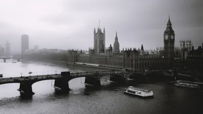 Картинки город, лондон, черно белый фон - обои 1920x1080, картинка №172255