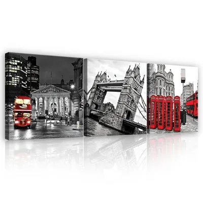 ᐉ Модульная картина на холсте 3x25x25 см Черно-белый город Лондон  (PS10816S13)