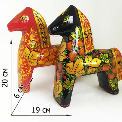 Лошадка-качалка настольная с росписью (красная) - купить по выгодной цене |  Царицынская игрушка