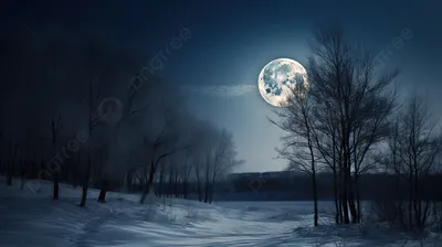 Полная луна зимой | DeskArt