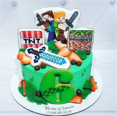 ТОРТ ЗА ЧАС| АЛМАТЫ on Instagram: \"Торт прямо с игры «Майнкрафт» 💚 Такой  большой, яркий, а главное — очень вкусный! Заказать торт можно по ссылке в  шапке профиля или по номеру: 📞
