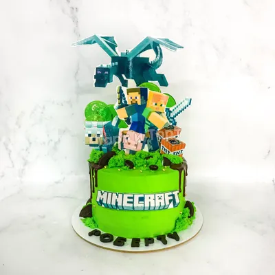 Торт с топперами Minecraft | Торты на заказ в Одессе