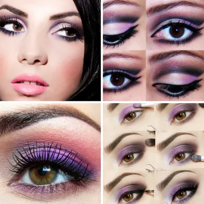 Макияж на выпускной для серо-зеленых и карих глаз: варианты модного макияжа  в фиолетовом цвете, которые подойдут для любого цвета глаз
