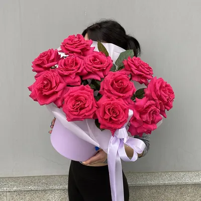 Заказать Малиновые розы | Букет из малиновых роз 60см (Эквадор) 9шт. с  бесплатной доставкой | Katty Art Flowers