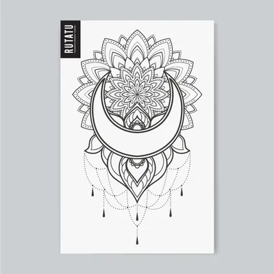 Иллюстрация Мандала, Эскиз тату. Дотворк. Mandala, tattoo sketch,