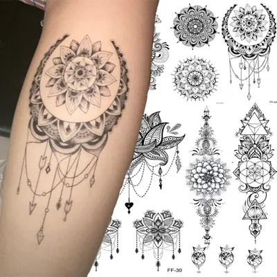 Иллюстрация Эскиз татуировкию Мандала Орнаментал Tattoo flash