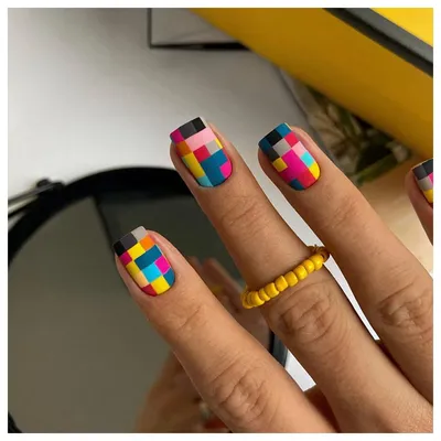 Amazon.com: 24 Pcs Mosaic Press on Nails Short Square Fake Nails Full Cover  Stick on Nails with Colourful Mosaic Design Cute Glossy Artificial Acrylic  False Nails for Women and Girls DIY Manicure